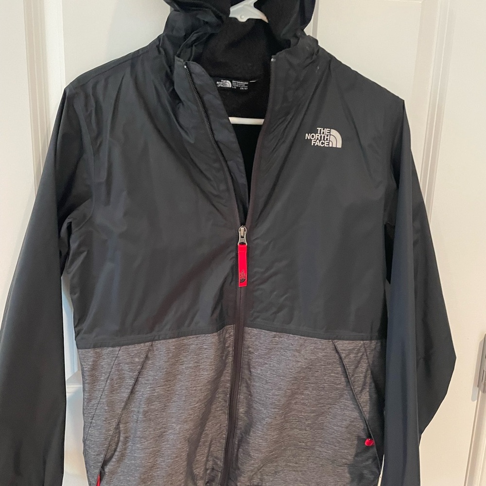 The North Face Black and Gray Windbreaker with Weather-Resistant Material